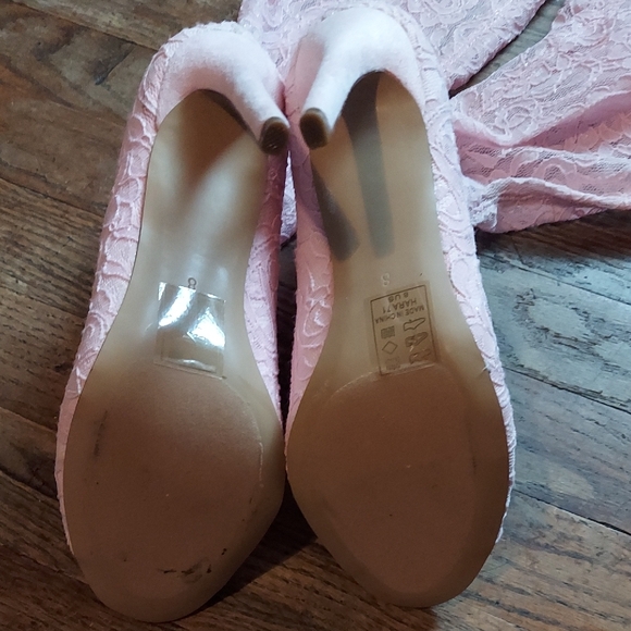 Elegant Pink Lace Over-the-Knee Heels - Picture 9 of 15